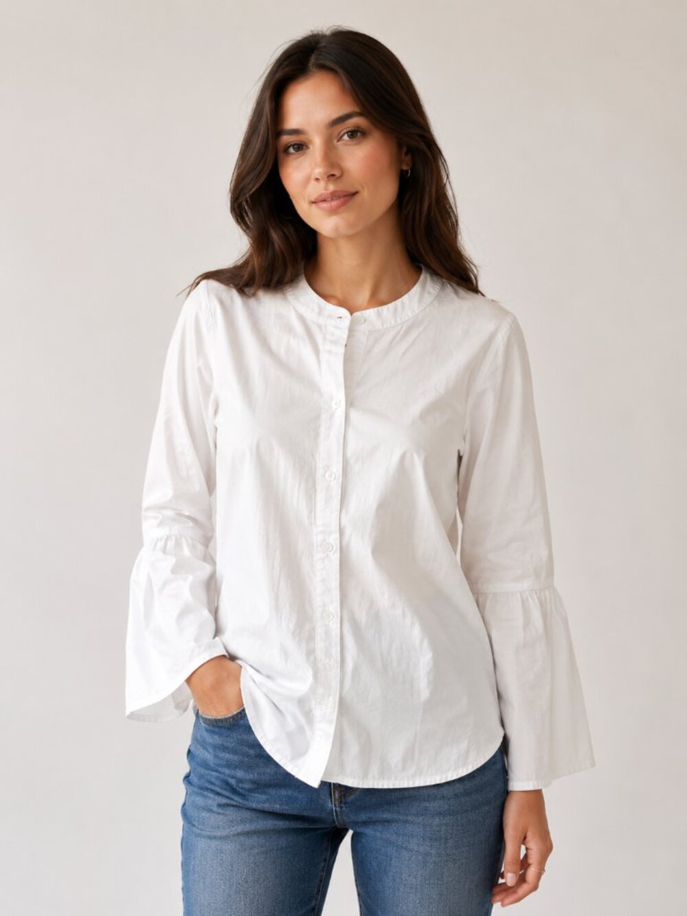 Vineyard Vines White Button Down Bell Sleeve Shirt